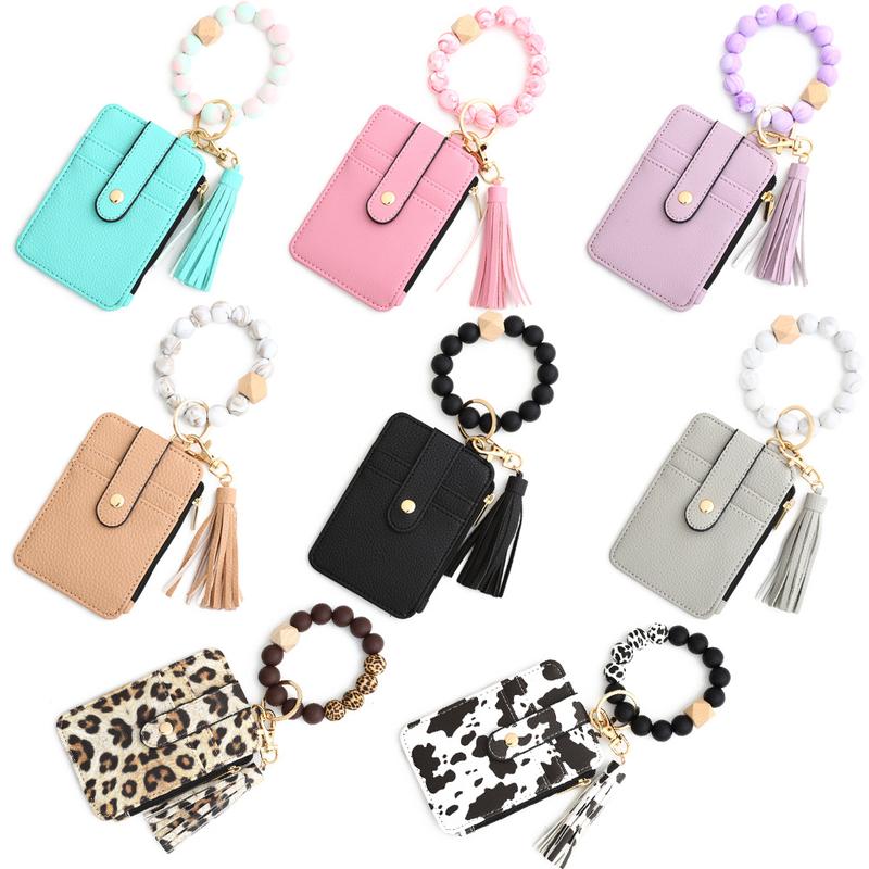 24 Ornament Document Package Folded Card Holder Silica Gel Bracelet Bracelet Keychain Leather Wallet