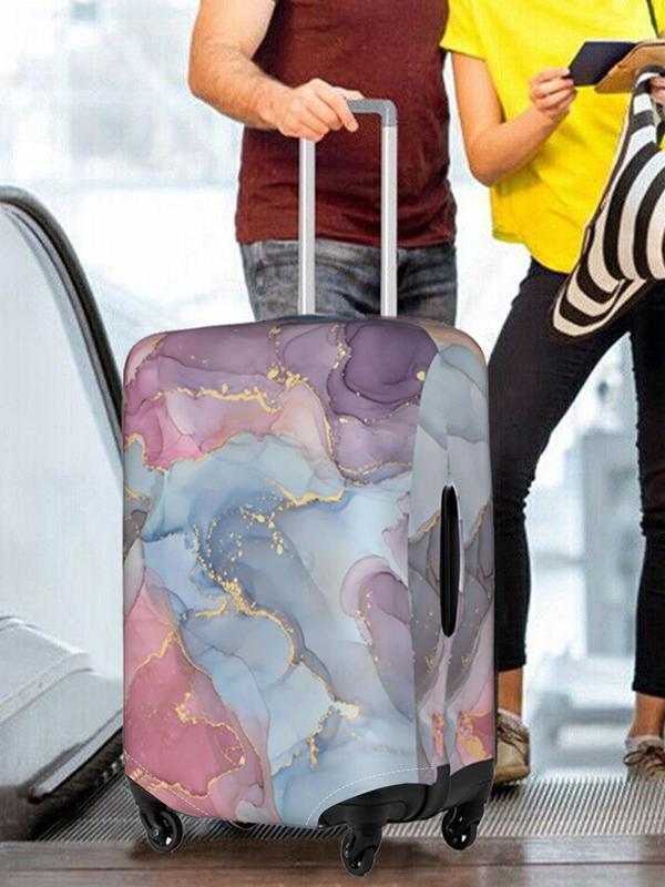 Colorblock Pattern Travel Luggage Cover, Elastic Dust Cover for Men and Women, Fashionable Luggage Cover for Trolley Suitcases