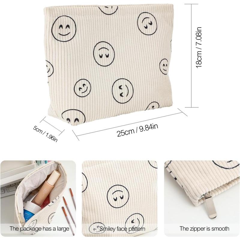 Cosmetic bag Makeup bag Preppy Cute Corduroy Toiletry bag for women travel essentials ( beige)