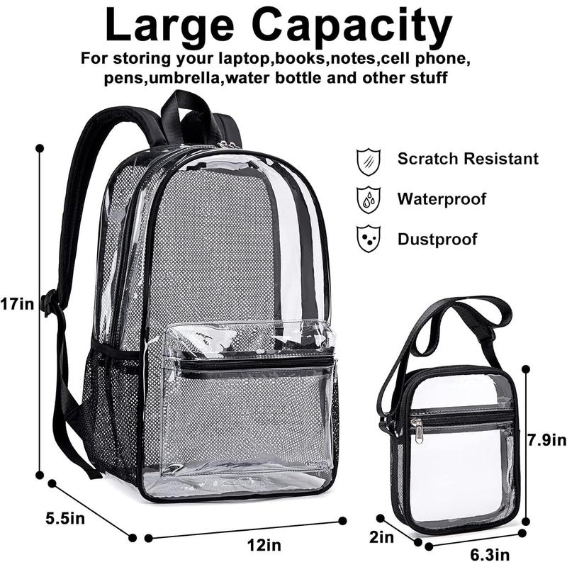 LOIDOU Clear Backpack Heavy Duty Large Clear Bookbag Transparent Backpacks See Through Backpack for College Work Travel