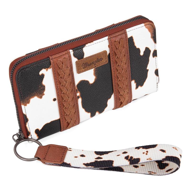 Wrangler Western Fashion Cow Print Tote bag and Wallet 2 PCS