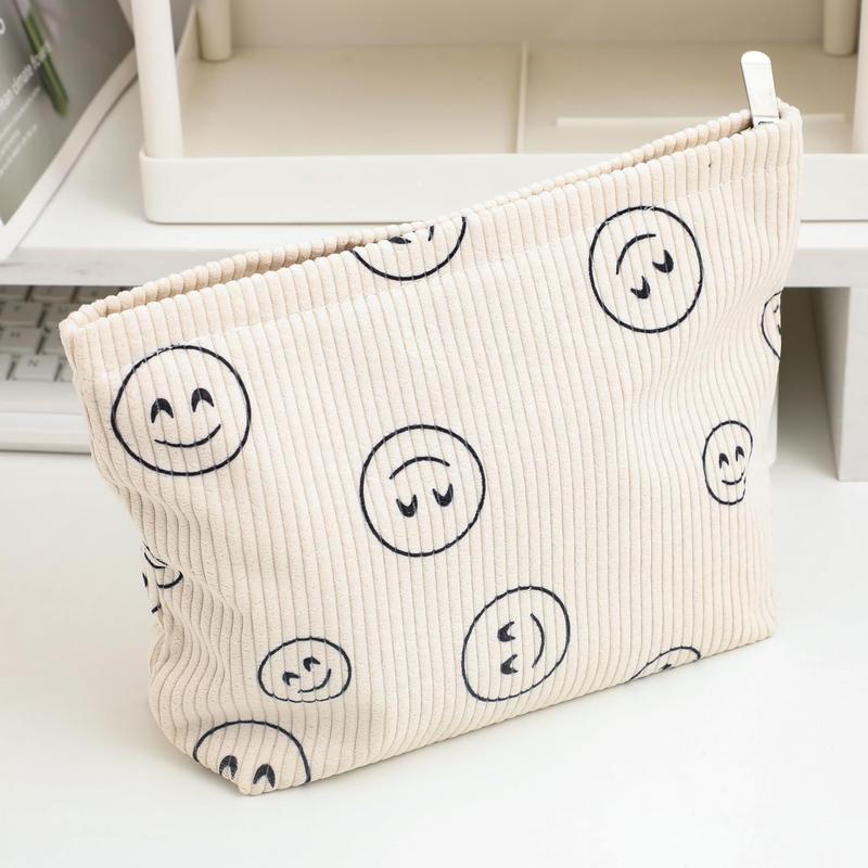 Cosmetic bag Makeup bag Preppy Cute Corduroy Toiletry bag for women travel essentials ( beige)