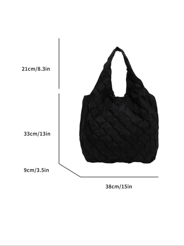 Women's Solid Color Ruched Bubble Grid Design Tote Bag, Large Capacity Shoulder Bag for Work & Daily Used, Casual Trendy Versatile High-quality Daily Commuting Bag