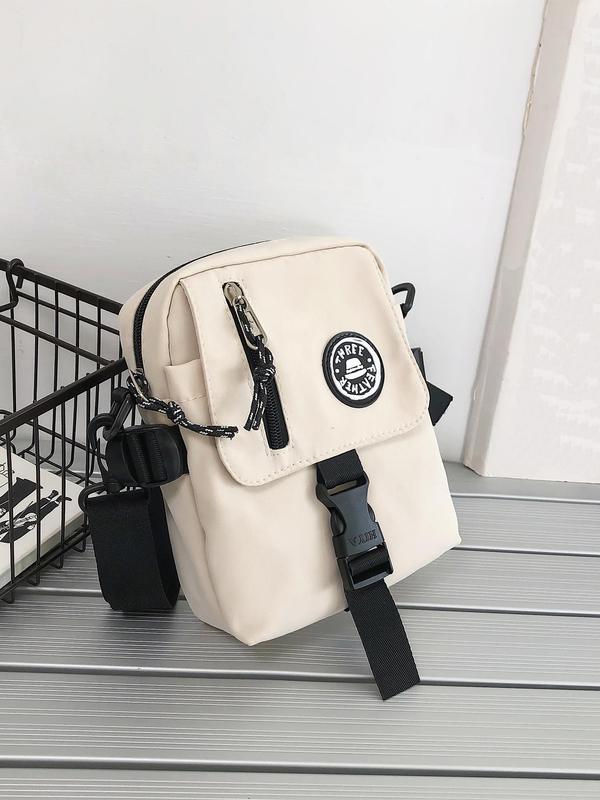 Men's Casual Plain Zipper Crossbody Bag, Fashionable Simple Phone Bag for Daily Used, Casual Trendy Versatile High-quality Daily Commuting Bag