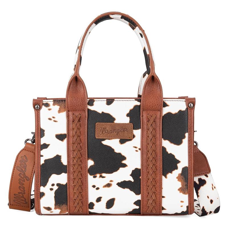 Wrangler Western Fashion Cow Print Tote bag and Wallet 2 PCS