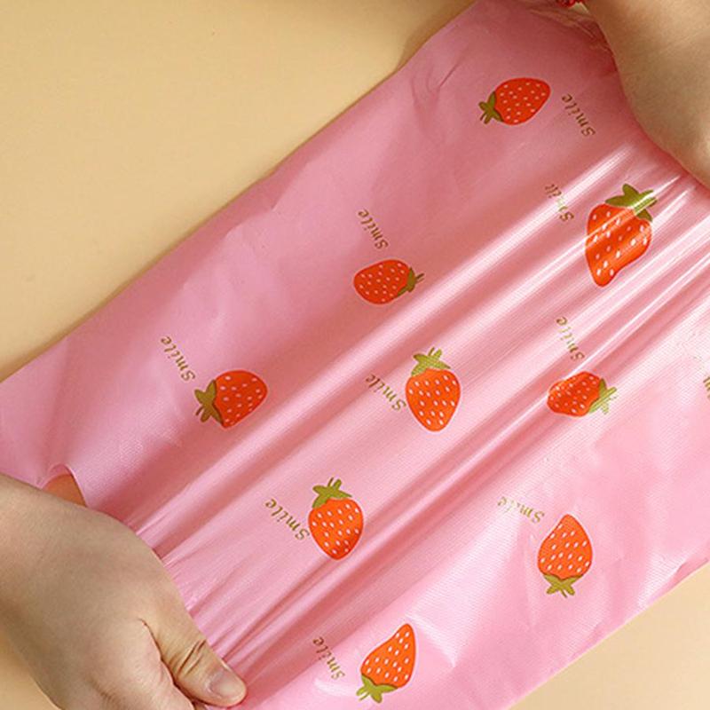 Cartoon Strawberry Pattern Plastic Bag (50 Counts), Plastic Shopping Bag, Gift Wrapping Bag for Wedding, Birthday, Festival, Party, Daily Use