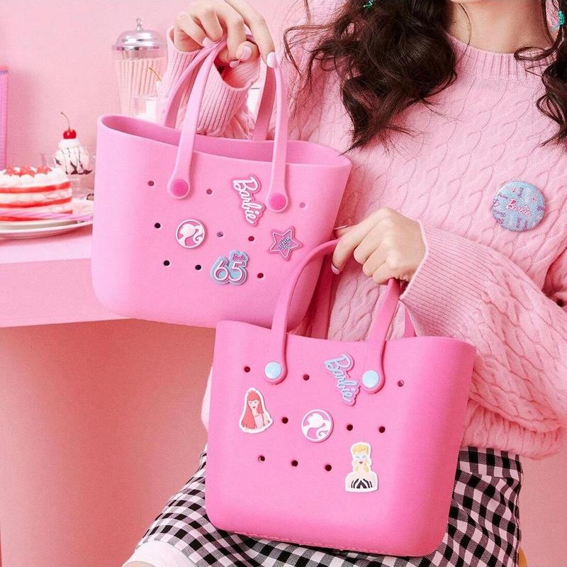 [Holiday Special]  Barbie Lunch Bag for Women - Cute Crocs Design, Durable Lunch Tote Bags for Girls, Suitable Size in Pink, Pale Pink, and Blue with Handle, Ideal for School, Work, and Barbie Daylight Shiny Series