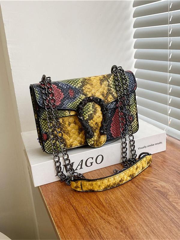 Women's Fashionable Snakeskin Print Crossbody Bag, Casual PU Leather Shoulder Bag for Daily Used, Trendy Versatile High-quality Daily Commuting Bag