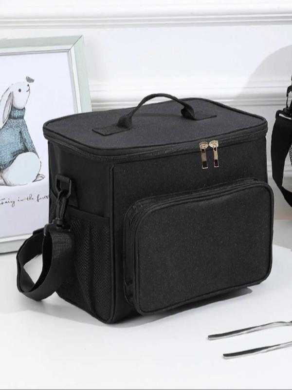 Large Capacity Lunch Box Storage Bag,  Portable Insulated Lunch Bag, Zipper Picnic Bag for Outdoor Camping, Casual Trendy Versatile High-quality Daily Waterproof Bag