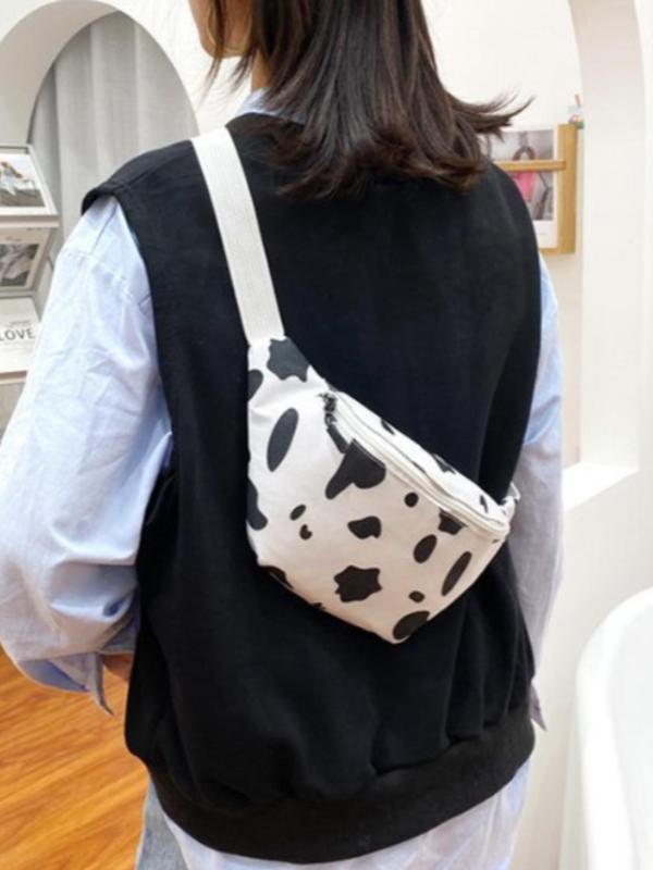 Women's Casual Chic Cow Pattern Zip Fanny Bag