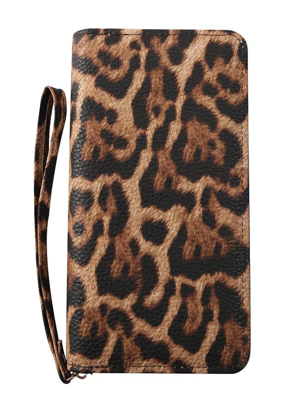 Women's Leopard Pattern Long Wallet, Casual Zipper Wallet Wristlet for Daily Used, Casual Trendy Versatile High-quality Daily Purse Wallet, Girl Fashionable Shopping Wallet