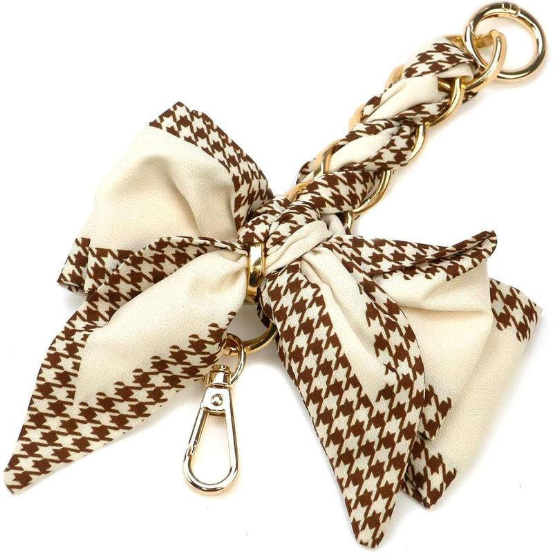 Handbag extender chain brown silk bowknot purse chain strap extender replacement Women bag scarf decoration for purse, handbags, bag, Cross bag