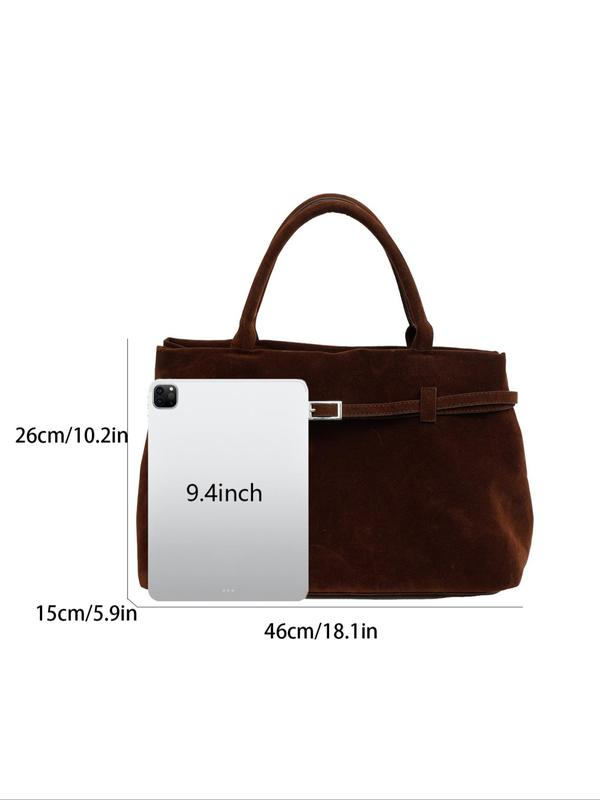 Women's Elegant Suede Tote Bag, Large Capacity Shoulder Bag for Work & Daily Used, Casual Trendy Versatile High-quality Daily Commuting Bag