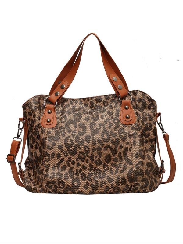 Fashion Leopard Print Tote Bag, Versatile Shoulder Bag, New Style Commuting Large Capacity Simple Casual Handbag, Suitable for Dating, Shopping, Going Out, Commuting, Class, Giving Gifts