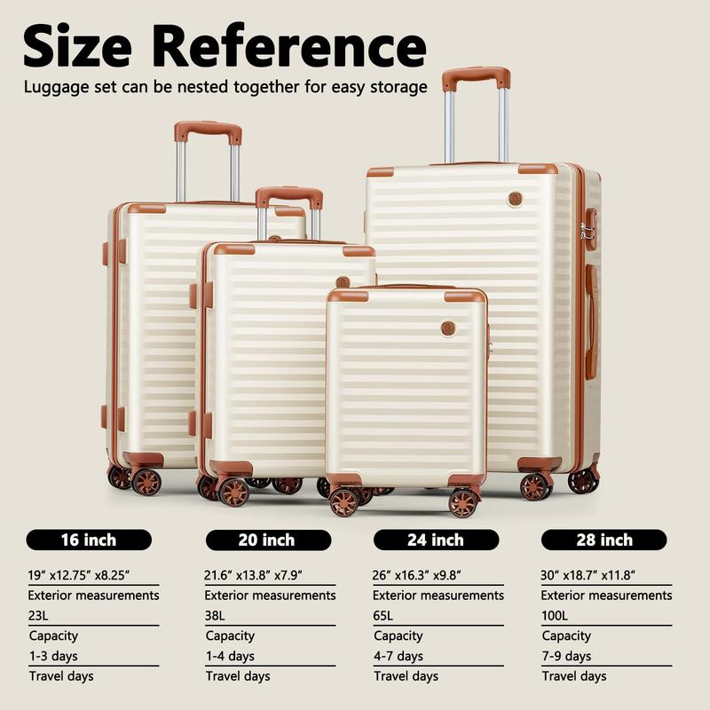 6 Pieces Travel Carry On Luggage Suitcase Set, with Spinner Wheels and Lock, Hardshell Lightweight Durable Suitcase Sets