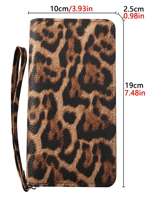 Women's Leopard Pattern Long Wallet, Casual Zipper Wallet Wristlet for Daily Used, Casual Trendy Versatile High-quality Daily Purse Wallet, Girl Fashionable Shopping Wallet