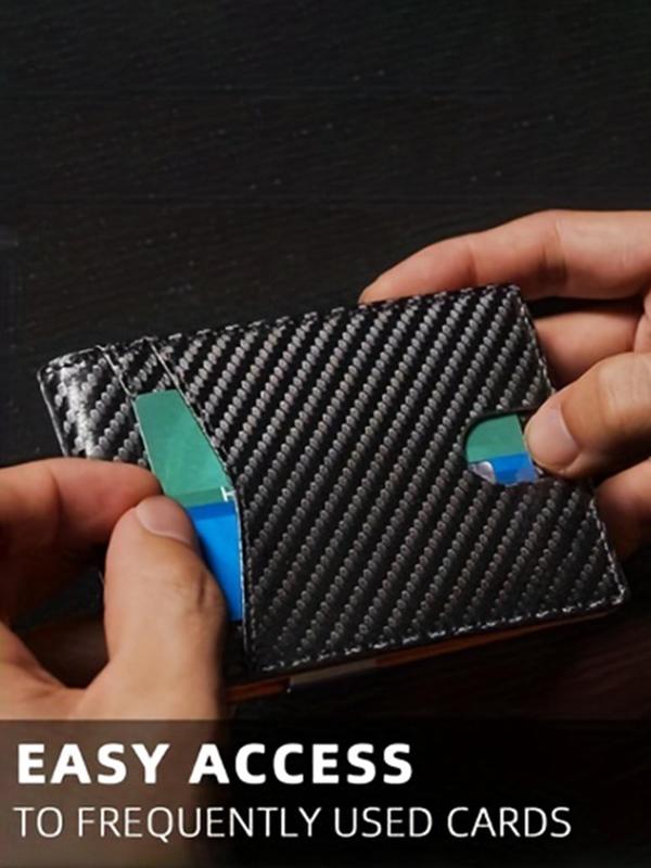 Men's Minimalist Carbon Fiber Card Holder, RFID Blocking Card Holder, Slim Wallet with Money Clip, Casual Trendy Versatile High-quality Daily Wallet