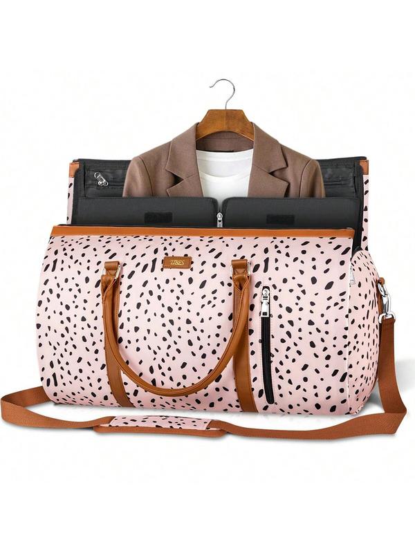 Leopard & Flower & Polka Dot Pattern Weekender Bag, Casual Zipper Large Capacity Travel Bag, Duffel Bag, Travel Essentials, Multifunctional Carry on Garment Bag for Travel Use