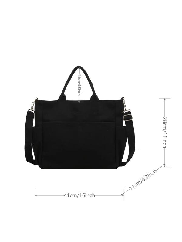 Women's Preppy Style Minimalist Tote Bag, Trendy Large Capacity Shoulder Bag & Crossbody Bag, Chic All-match Tote Bag for Daily & School & Work Use