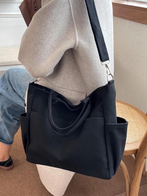 Women's Preppy Style Minimalist Tote Bag, Trendy Large Capacity Shoulder Bag & Crossbody Bag, Chic All-match Tote Bag for Daily & School & Work Use