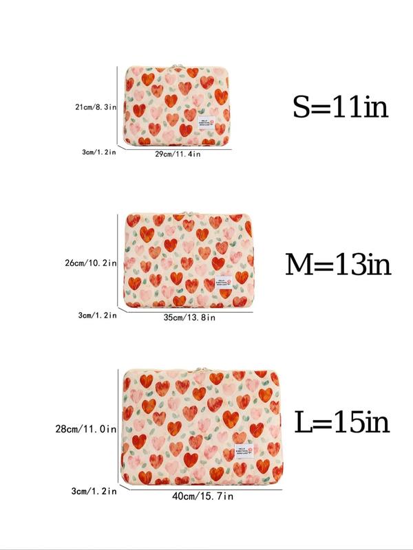 Fashionable Heart Pattern Solid Color Quilted Laptop Bag, Portable Shockproof Laptop Bag, Laptop Case for iPad MacBook Air MacBook