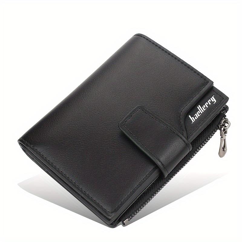 Letter Detail Small Wallet, Women's Simple Faux Leather Fold Wallet With Multiple Card Slots & Zipper Pocket