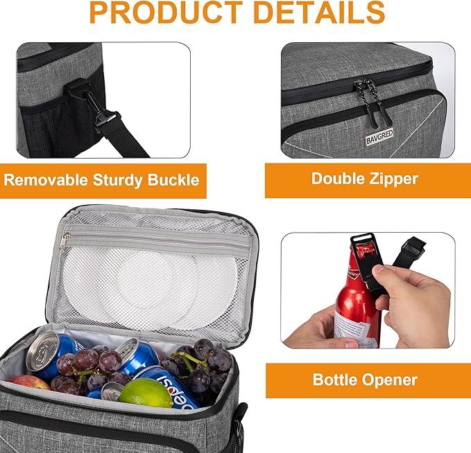 Premium Insulated Lunch Bag for Women Men - 9L Leakproof Lunch Box Soft Cooler Tote Bag with Adjustable Shoulder Strap for Work Picnic Beach - Large Capacity 9L