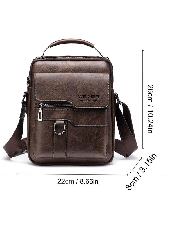 Men's Retro Messenger Bag, Vintage Crossbody Bag, Luxury Bags for Men, Business Style Plain Color Crossbody Bag with Adjustable Strap, Versatile Commuting Bag