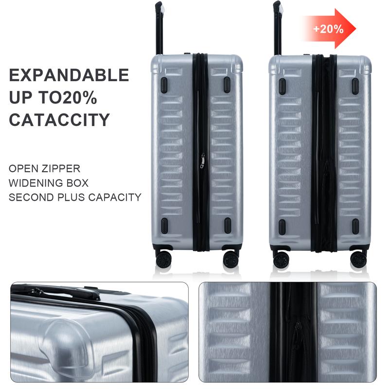 Fashion luggage set new expandable ABS+PC 3-piece set, with lightweight luggage with rotating wheels (20“ 24” 28“)