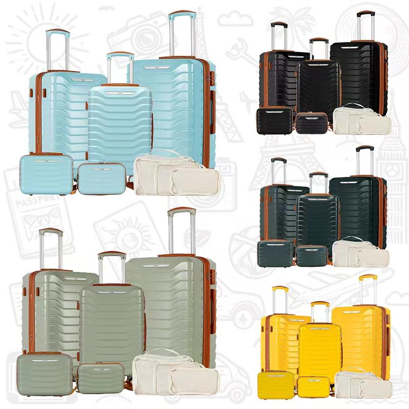 UUH Luggage Sets - 4pcs 7pcs 8pcs Waterproof Travel Suitcase with Expandable Layer, Durable Makeup Bag, Side Hooks for Easy Organization, TSA Lock for Security, Stylish and Functional Travel Gear