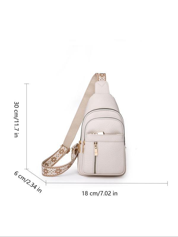 Solid Color Fanny Packs for Women, Fashion Casual PU Chest Bag with Adjustable Strap for Work & School, Casual Trendy Versatile High-quality Commuting Bag