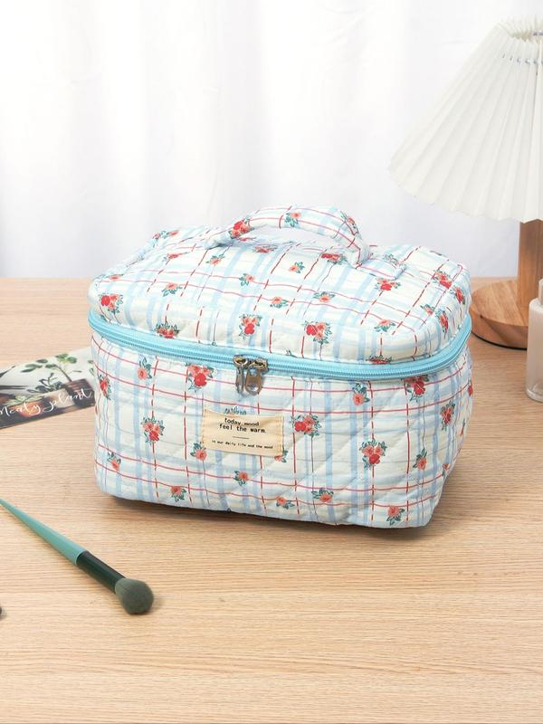 Fashion Summer All Over Print Zipper Makeup Bag for Gift, Cute Makeup Bags, Large Capacity Travel Cosmetic Bag, Portable Toiletry Bag for Women & Girls