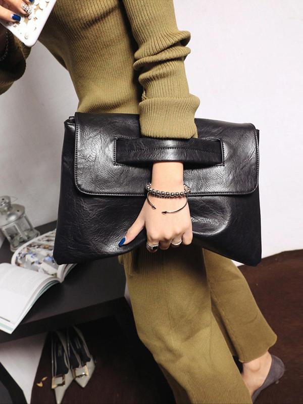 Women's Solid Color Envelope Clutch, Fashionable Large Capacity Clutch Bag for Work, Casual Trendy Versatile High-quality Daily Commuting Bag