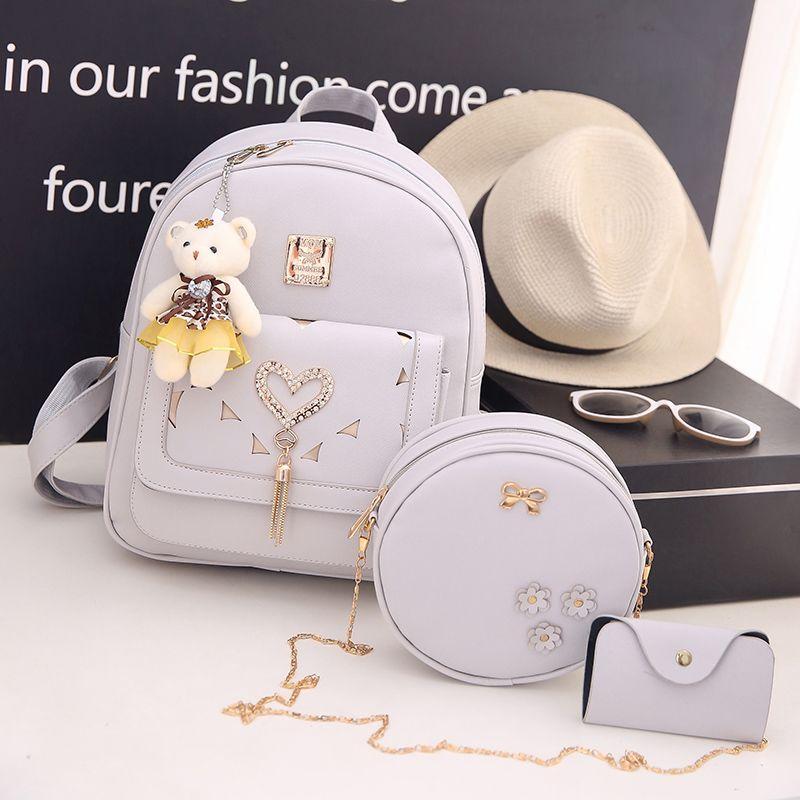 Backpack Women's Trendy New Fresh Tassel Rivets All-Matching Casual Student Schoolbag Backpack Bag