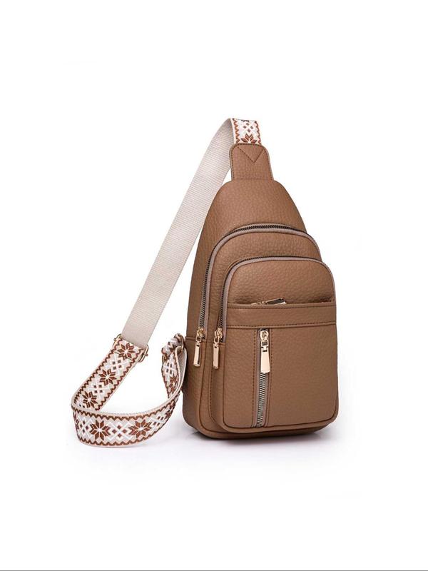 Solid Color Fanny Packs for Women, Fashion Casual PU Chest Bag with Adjustable Strap for Work & School, Casual Trendy Versatile High-quality Commuting Bag