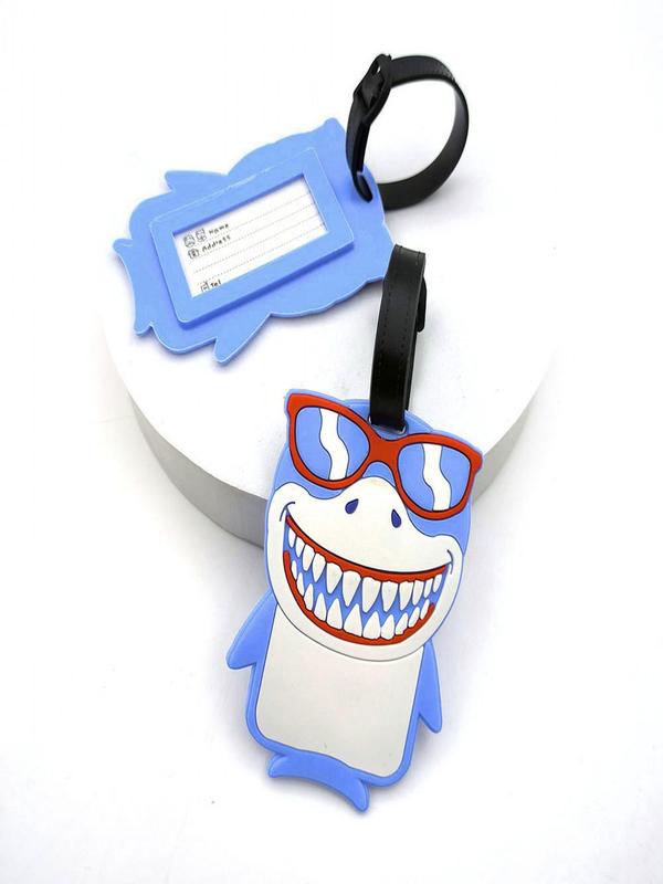 Cartoon Shark Design Luggage Tag, Cute Shark Design Luggage Tag, Anti-lost Hangtag for Outdoor Travel, Travel Accessories