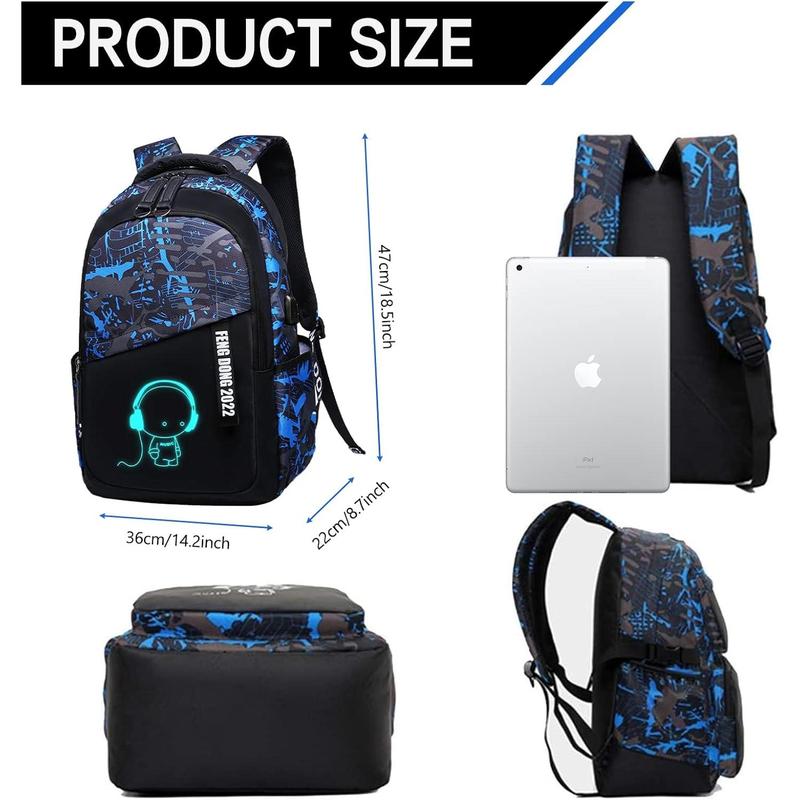 Boys' Laptop Backpack with USB Charging Port | Anti-Theft School Bookbag, Cool Teens Backpack with Pencil Bag