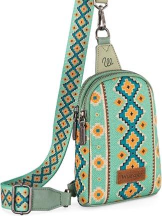 Wrangler Southwestern Print Canvas Crossbody Sling Chest Bag