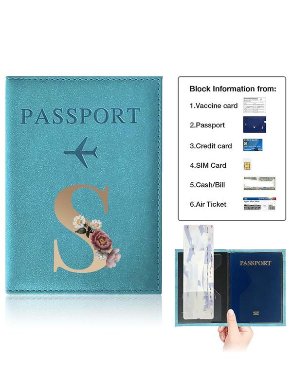 Floral & Letter Pattern Passport Case, 2024 New Style Lightweight Travel Wallet with Card Slots, Casual Style Passport Cover Holder for Going Out, Portable Travel Document Organizer