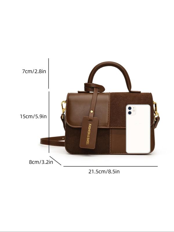 Women's Fashion Colorblock Handbag, 2024 New Style Casual Versatile Pu Leather Crossbody Bag for Daily Travel Work Commute, Trendy All-match Commuter Bag