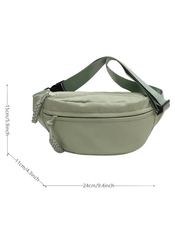 Women's Solid Color Fanny Pack, Fashionable Casual Zipper Chest Bag for Girls, Minimalist Style All-match Basic Sling Bag for Daily Used