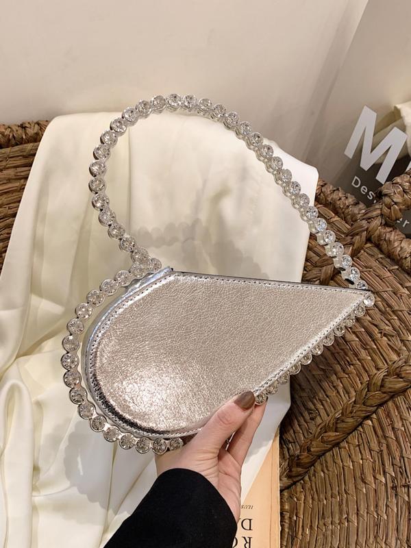 Mini Heart Shape Evening Bag As Gift, Trendy Rhinestone Decorated Handbag for Party Wedding, Novelty Trendy Versatile High-quality Daily Bag for Lovers Day Outfits