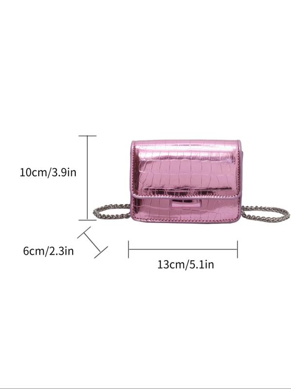 Fashion Summer Chain Strap Crocodile Embossed Crossbody Bag, Women's Trendy Shoulder Bag, Y2k Style Square Bag for Party, Daily Clothing Decor