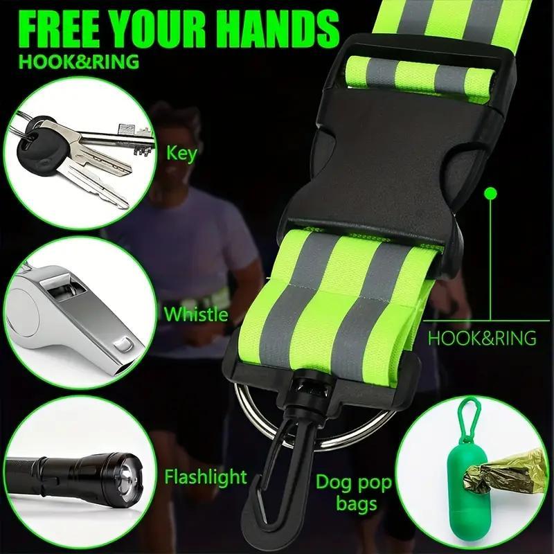 Reflective Shoulder Strap, 2 Counts Adjustable Shoulder Strap with Hook, Elastic Shoulder Strap for Night Running & Cycling