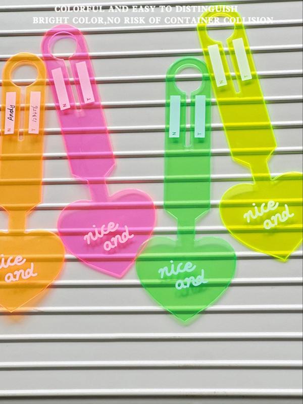 Cute Heart Shaped Pvc Luggage Tag, Fluorescence Luggage Tag for Women & Men, Anti-loss Identification Tag, Travel Bag Charm, Bag Decoration, Travel Essentials