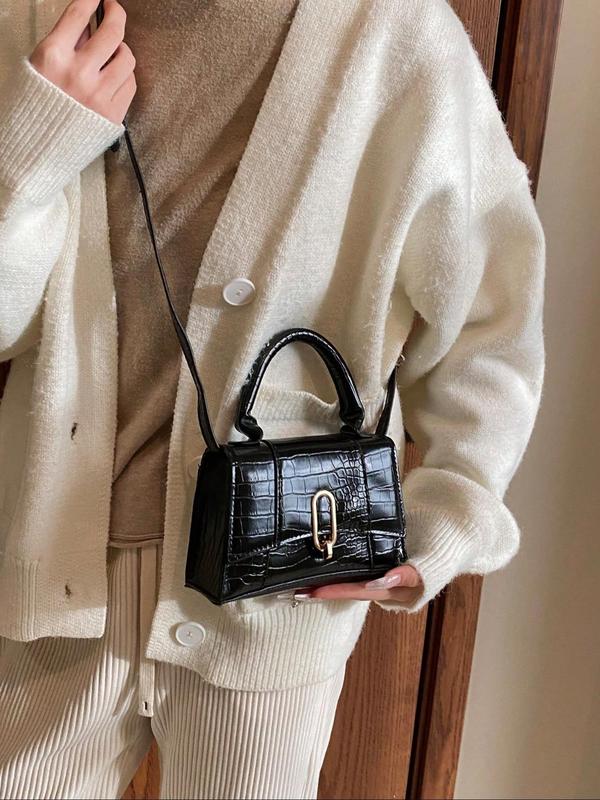 Fashionable Crocodile Embossed Handbag, Casual Versatile Pu Leather Shoulder Bag, Female All-match Underarm Bag for Daily Used