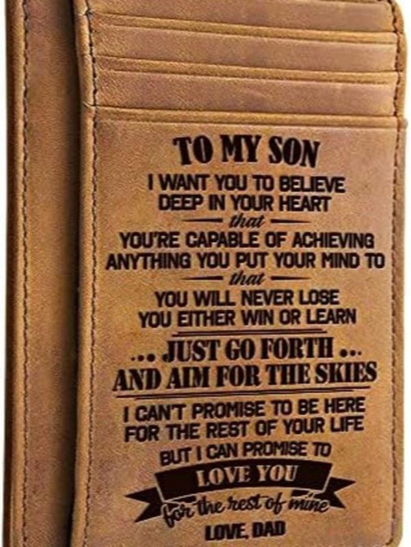 Christmas Gifts For Son, Graduation, Birthday Gifts For Son From Dad, To My Son Engraved Leather Wallet, Gifts For Men, Mens Wallets Leather, Front Pocket Wallet Gifts, Slim Minimalist Wallets For Men