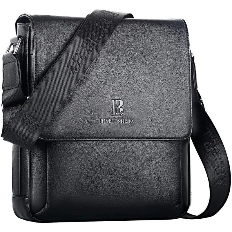 Men's Leather Shoulder Bag Crossbody Bag For Men Small Messenger For Work Business Satchel Casual