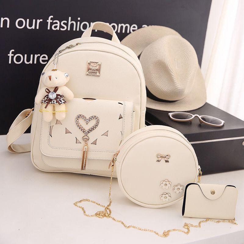 Backpack Women's Trendy New Fresh Tassel Rivets All-Matching Casual Student Schoolbag Backpack Bag