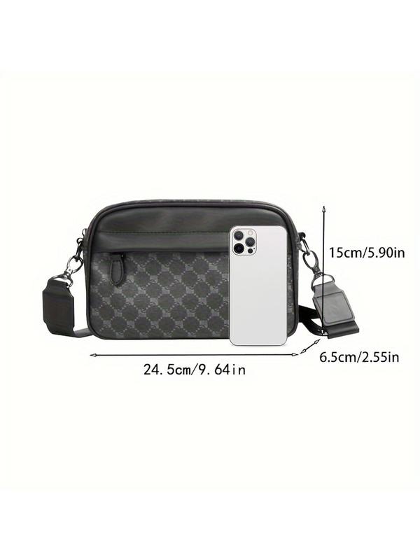 Men's Business Fashion Zipper Crossbody Bag, Casual Pu Leather Square Crossbody Bag for Daily Used, Trendy Versatile High-quality Daily Commuting Bag